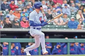  ?? Matt Kartozian ?? Chicago Cubs center fielder Cody Bellinger (24) doubles in the first inning against the Seattle Mariners during a Spring Training game at Sloan Park.