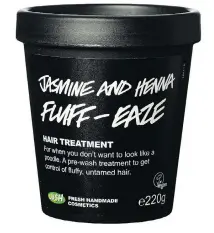  ??  ?? LUSH If you struggle with a dry, frizzy mane, this treatment is for you.Comb through dry strands and let its moisture-rich formula of organic hemp, Brazil nut and coconut oils work their magic. Jasmine And Henna Fluff-Eaze | $27 | lush.ca