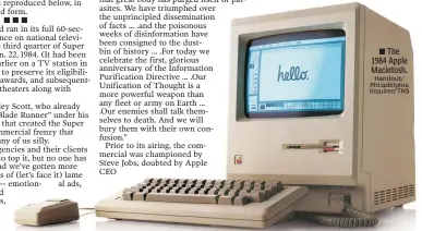  ?? Handout/ Philadelph­ia Inquirer/TNS ?? ■ The 1984 Apple Macintosh.