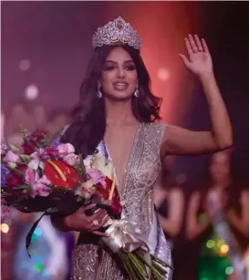  ?? AFP ?? Miss India, Harnaaz Sandhu es una auténtica belleza.