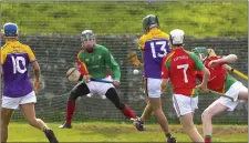  ??  ?? Richard Lawlor scoring a goal for Faythe Harriers in their Wexford People Minor hurling Premier championsh­ip final success.