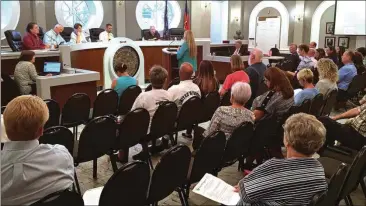  ??  ?? About 40 people showed up to the Ringgold City Council meeting Monday night, Sept. 12,to voice their opinions on the proposed methadone clinic set to open on U.S. Highway 41. (Catoosa News photo/Adam Cook)