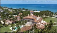  ?? STEVE HELBER/ASSOCIATED PRESS ?? An aerial view of former President Donald Trump’s Mara-lago club in Palm Beach, Fla., on Aug. 31, 2022. The Justice Department issued a subpoena for the return of classified documents that Trump had refused to give back, then obtained a warrant and seized more than 100 documents during a dramatic August search of his Florida estate, Mar-a-lago.