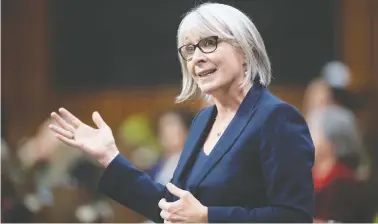  ?? THE CANADIAN PRESS/ADRIAN WYLD ?? Minister of Health Patty Hajdu criticized a Conservati­ve motion seeking a wide variety of documents related to the Liberal government's COVID-19 response — but the Liberals will not turn a vote on it into a matter of confidence.