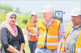  ?? Picture: SUPPLIED ?? FNE communicat­ions managing director Greg Ingram (middle) with Investment Fiji staff Shilfa Chand (left) during site visit.