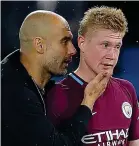  ?? REX FEATURES ?? Close ally: Kevin De Bruyne with Pep Guardiola