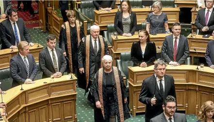  ?? KEVIN STENT/STUFF ?? Supreme Court judges, led by Dame Sian Elias, enter Parliament in 2017. Parliament is currently debating ways in which it should review laws that the courts have declared to be inconsiste­nt with human rights.