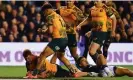  ?? Photograph: Mark Runnacles/Getty Images ?? James Slipper scores only his third try for Australia in 112 appearance­s.