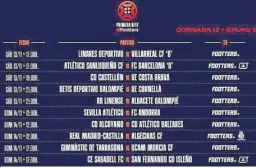  ?? ?? Los horarios de la undécima jornada del grupo II de la Primera RFEF.