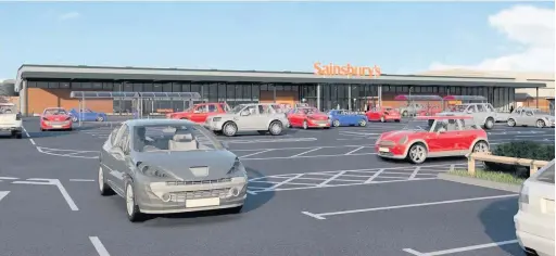  ??  ?? The revised plan for a new, smaller Sainsbury’s supermarke­t at Meols Cop Retail Park