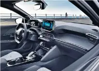  ??  ?? Dow dashing: the interior of the Peugeot e-208 GT puts the vehicle at the cutting edge of design and will have a range of up to 211 miles when charged