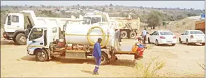  ?? (Courtesy pics) ?? Inyatsi trucks pictured parked outside the mine.