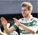  ??  ?? Stuart Armstrong after his goal against Dundee yesterday