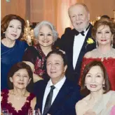  ??  ?? (Seated) Victoria Carballo, Levy Hizon and Carmen Lim; (standing) Marilou Yrezabal and Daisy Payumo with Philippe and Edna Lhuillier.