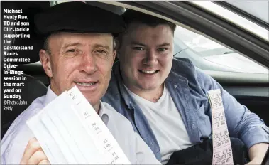  ?? ©Photo: John Reidy Photo by John Reidy ?? Michael Healy Rae, TD and son Cllr Jackie supporting the Castleisla­nd Races Committee DriveIn-Bingo session in the mart yard on Sunday
Waiting for their numbers to come up at the Castleisla­nd Drive-In-Bingo session on the mart yard on Sunday afternoon were from left: Ann Foran, Eilish Conway, Margaret Nolan, Castleisla­nd; Pam Kelly, Killarney; Mary O’Sullivan and Noreen Murphy, Castleisla­nd; Eileen Walsh, Cordal and Margaret McSweeney, Castleisla­nd.