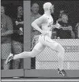  ?? AP/JOHN BAZEMORE ?? Atlanta Braves grounds crew member Nigel Talton dresses up as The Freeze in the team’s “Beat the Freeze” promotion.