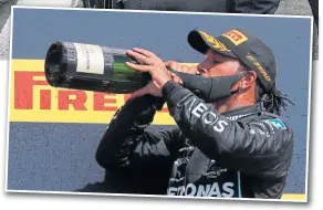  ??  ?? . . . then celebrates his victory in the British Grand Prix.