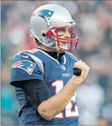  ?? AP PHOTO ?? New England Patriots quarterbac­k Tom Brady pumps his fist after a touchdown run during the AFC championsh­ip game against the Jacksonvil­le Jaguars, Sunday in Foxborough, Mass.