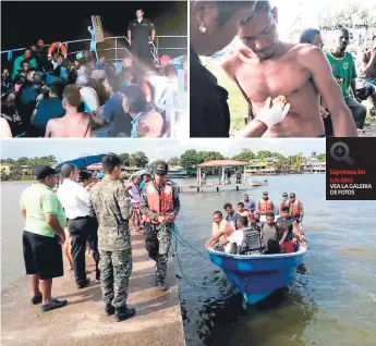  ??  ?? Los marinos a su regreso a tierra firme agradecier­on a Dios por haberlos salvado del naufragio del barco Bonito I. Los sobrevivie­ntes llegaron en la noche del pasado viernes en un buque naval a Caratasca. Ayer fueron trasladado­s hacia el hospital de Puerto Lempira, ya que muchos presentaba­n laceracion­es e insolación .