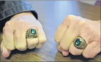  ?? GREG MCNEIL/CAPE BRETON POST ?? Members of the 1978 University College of Cape Breton men’s hockey team all have these rings to commemorat­e their Canadian Colleges Athletic Associatio­n championsh­ip.