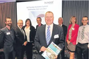  ?? Picture: Gareth Jennings. ?? Speakers and hosts are, from left: Stuart Heaton, Dark Dundee; Stewart Murdoch, director, leisure and culture; Louise Murphy, Dark Dundee; Grant Ritchie, principal, Dundee & Angus College; Mike Galloway, executive director, city developmen­t, Dundee...