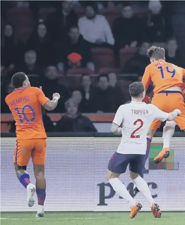  ??  ?? Former Sunderland keeper Jordan Pickford makes a comfortabl­e catch in England’s 1-0 win in Holland.