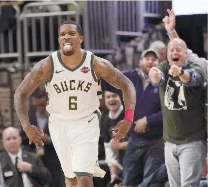  ?? AP FOTO ?? THE BUCKS AREN’T STOPPING HERE. Eric Bledsoe and the Milwaukee Bucks are in the Eastern Conference finals for the first time in 18 years.