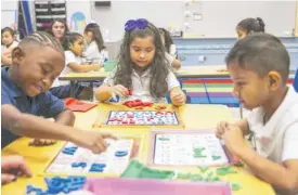  ?? ASHLEE REZIN/SUN-TIMES ?? Students in a kindergart­en classroom at Brighton Park Elementary School on the Southwest Side on the first day of school, Aug. 21, 2023.