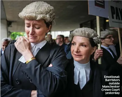  ?? ?? Emotional: Barristers outside Manchester Crown Court yesterday
