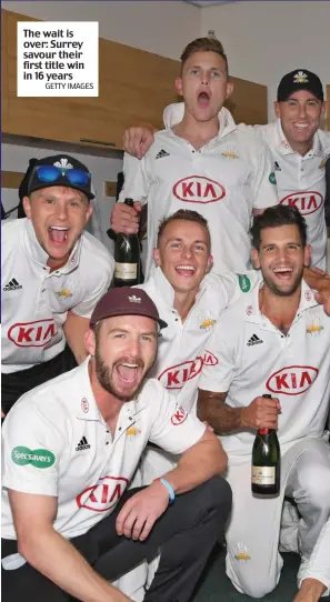  ?? GETTY IMAGES ?? The wait is over: Surrey savour their first title win in 16 years