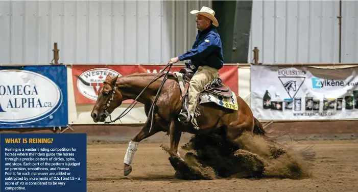  ?? Photo: Contribute­d ?? WORLD CLASS: Lockyer Valley rider Ben O’Sullivan and Hang Ten to Yuma perform a sliding stop during the 2018 Reining Alberta Spring Classic in Canada. O’Sullivan’s score at the event secured his place at the World Equestrian Games where he will...