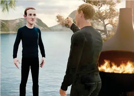  ?? ?? Mark Zuckerberg, consejero delegado de Meta, muestra su visión del futuro metaverso.