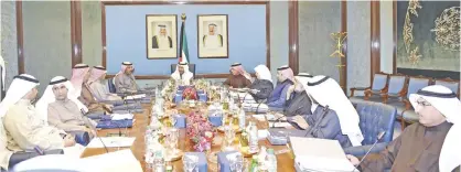  ??  ?? KUWAIT: His Highness the Prime Minister Sheikh Jaber Al-Mubarak Al-Hamad Al-Sabah chairs the Cabinet’s meeting yesterday. — KUNA
