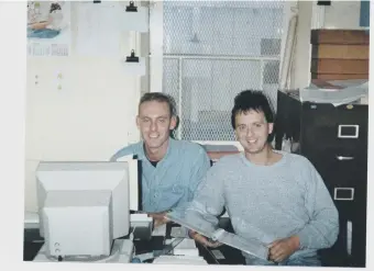  ??  ?? Pictured in the time office. Lloyd Atkinson, right, but who is the person on the left?