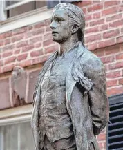  ?? Lee Snider/Getty Images ?? Nathan Hale’s statue stands at his alma mater, Yale University.