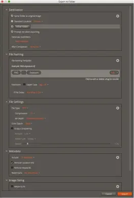  ??  ?? Below (middle): exporting from exposure X4 is easy, with options broken down into logical attributes, as well as a preset system