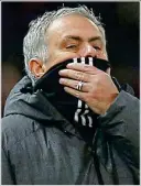  ??  ?? Poker-faced: Mourinho kept his emotions in check during United’s victory