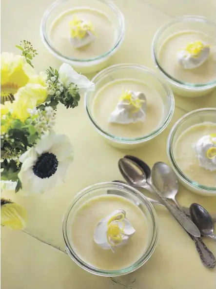  ?? PHOTOS: COLUMBUS LETH/QUADRILLE PUBLISHING/CHRONICLE BOOKS ?? Trine Hahnemann, chef and author of Scandinavi­an Comfort Food, loves the bright colour of this lemon mousse as much as its fresh flavour.