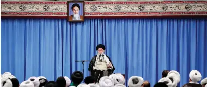  ?? (Reuters) ?? IRAN’S SUPREME LEADER Ayatollah Ali Khamenei gives a speech to a group of scholars and seminary students in Tehran yesterday.