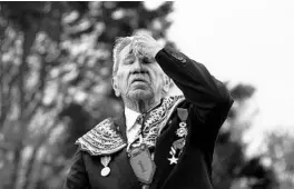  ?? VIRGINIA MAYO/AP ?? Charles Shay, 95, is seen Friday at a memorial near Omaha Beach in Normandy, France. Shay was a U.S. Army medic and in the first wave of soldiers to wade ashore in 1944.