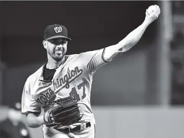  ??  ?? Gio Gonzalez #47 of the Washington Nationals pitches in the third inning during the game between the Miami Marlins and the Washington Nationals at Marlins Park in Miami, Florida. - AFP photo