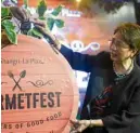  ??  ?? Shangri-La Plaza EVP and general manager Lala Fojas officially opens this year’s GourmetFes­t.