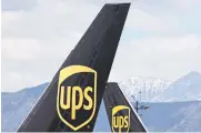  ?? GETTY IMAGES/AFP ?? The tails of UPS planes are visible at Ontario Internatio­nal Airport in Ontario, California, on Monday.