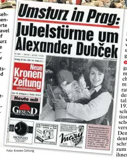  ?? Foto: Kronen Zeitung ?? Historisch­e Schlagzeil­e der „Krone“aus Prag.