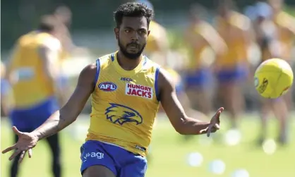  ?? (AAP Image/Richard Wainwright) NO ARCHIVING Photograph: Richard Wainwright/AAP ?? Willie Rioli is seen during a West Coast Eagles training session in Perth, Tuesday, September 10, 2019.