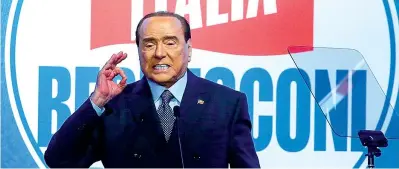 ?? ?? Leader
Silvio Berlusconi, 85 anni, presidente di Forza Italia, atteso per la convention «L’Italia del futuro» in programma a Napoli