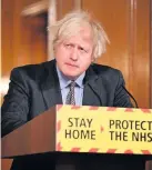  ??  ?? ● Boris Johnson announcing a phased exit from the country’s current lockdown measures