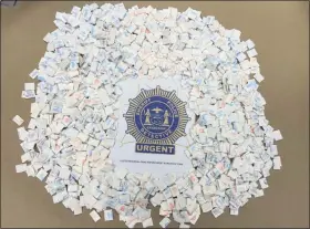  ?? PROVIDED ?? Authoritie­s said this photo shows some of the heroin and fentanyl seized in connection with the arrest of Timothy L. Schleede.