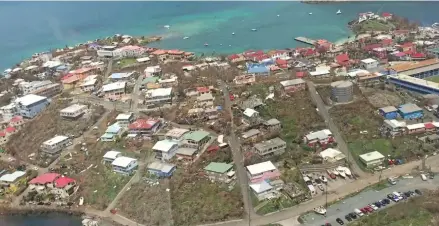  ??  ?? Aerial Footage Cruz Bay Area, St John after Hurricane Irma.