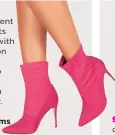 ??  ?? Statement sock boots are a hit with the fashion elite this season so grab this pink Faith ankle pair. €66, Debenhams